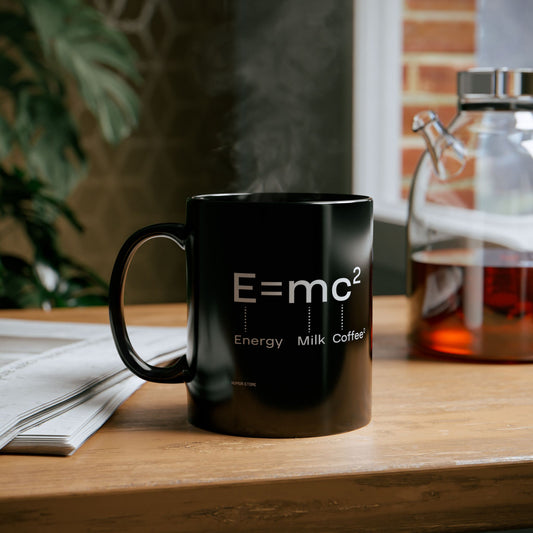 Science-Inspired Black Mug, E=mc Coffee Mug, Nerdy Gift Mug, Funny Coffee Cup, Math Lover's Mug, Geeky Kitchen Decor