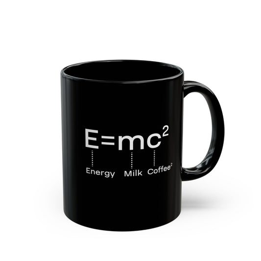 Science-Inspired Black Mug, E=mc Coffee Mug, Nerdy Gift Mug, Funny Coffee Cup, Math Lover's Mug, Geeky Kitchen Decor