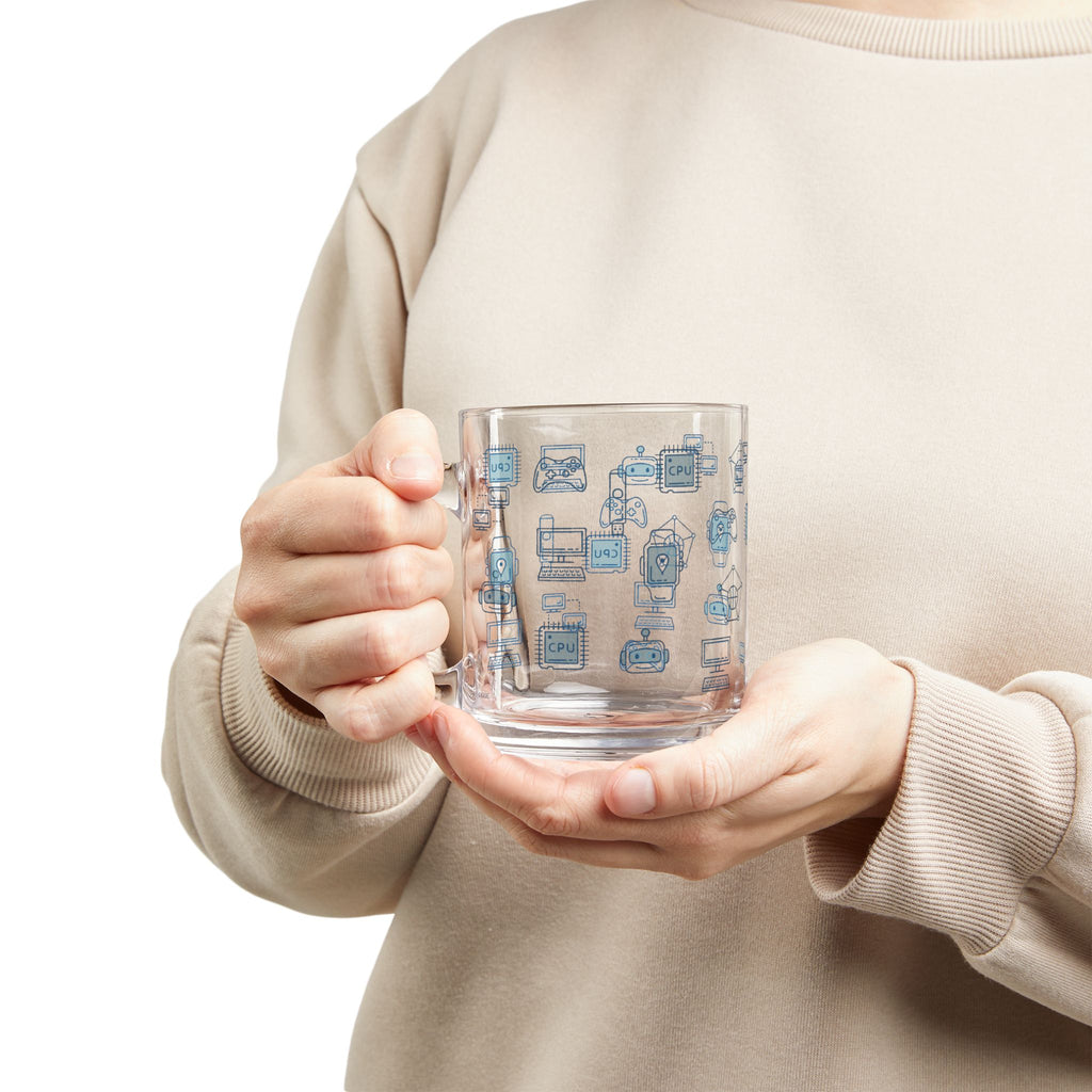 Tech-Themed 10oz Glass Mug | Perfect for Gamers, Programmers & Tech Lovers, Great Gift for Birthdays, Christmas, or Celebrations
