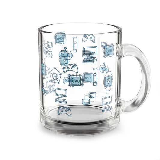 Tech-Themed 10oz Glass Mug | Perfect for Gamers, Programmers & Tech Lovers, Great Gift for Birthdays, Christmas, or Celebrations
