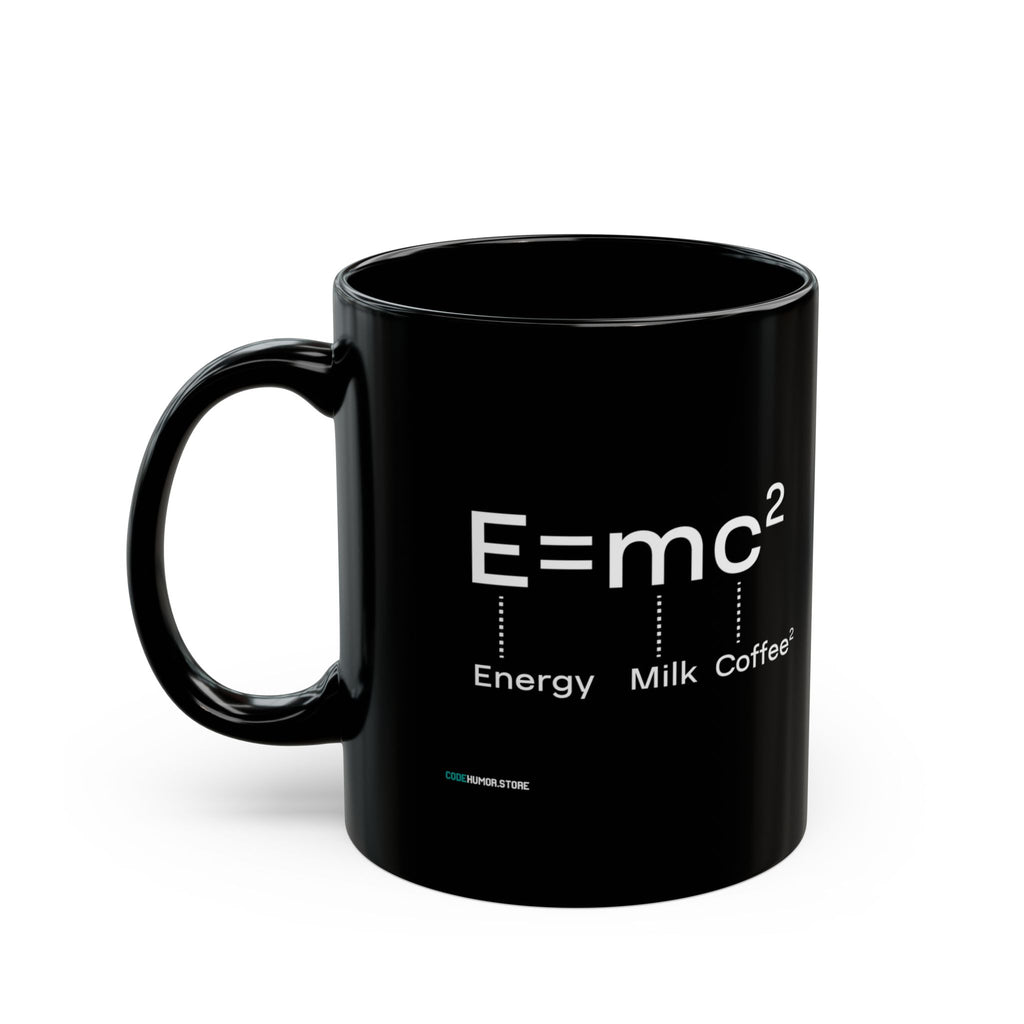 Science-Inspired Black Mug, E=mc Coffee Mug, Nerdy Gift Mug, Funny Coffee Cup, Math Lover's Mug, Geeky Kitchen Decor