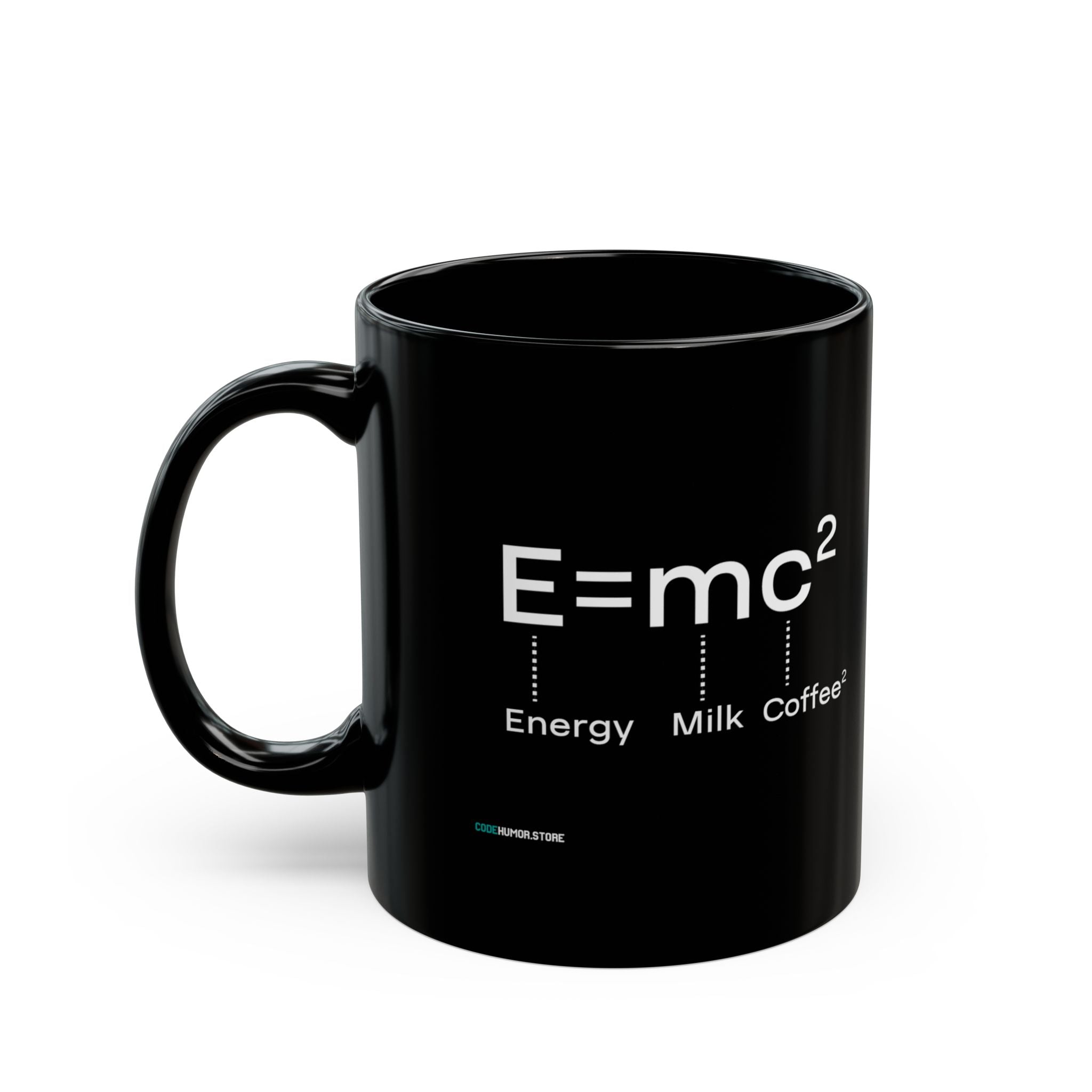 Science-Inspired Black Mug, E=mc Coffee Mug, Nerdy Gift Mug, Funny Coffee Cup, Math Lover's Mug, Geeky Kitchen Decor